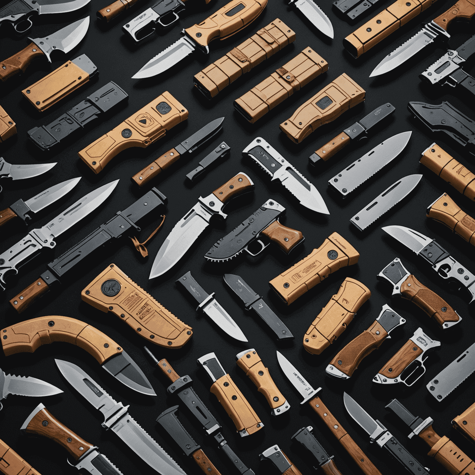 A collection of high-value CS2 skins, including rare knives, gloves, and weapon skins, arranged in a visually appealing grid layout