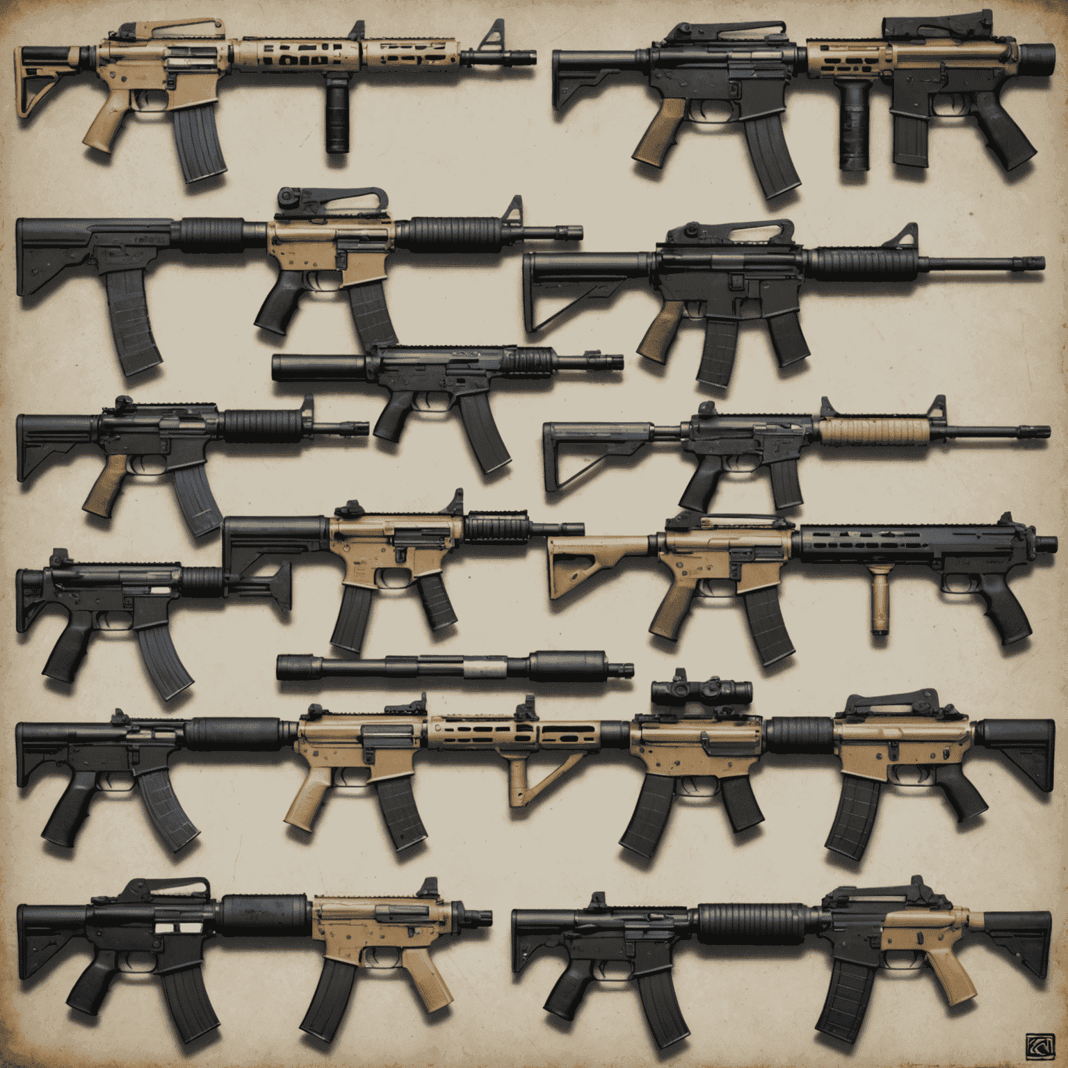 A collection of high-quality CS2 weapon skins displayed in a grid layout, showcasing various rarities and designs