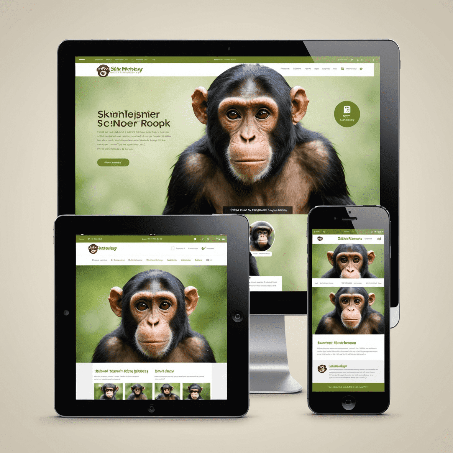Multiple devices showing the responsive design of SkinsMonkey Si, including smartphones and tablets