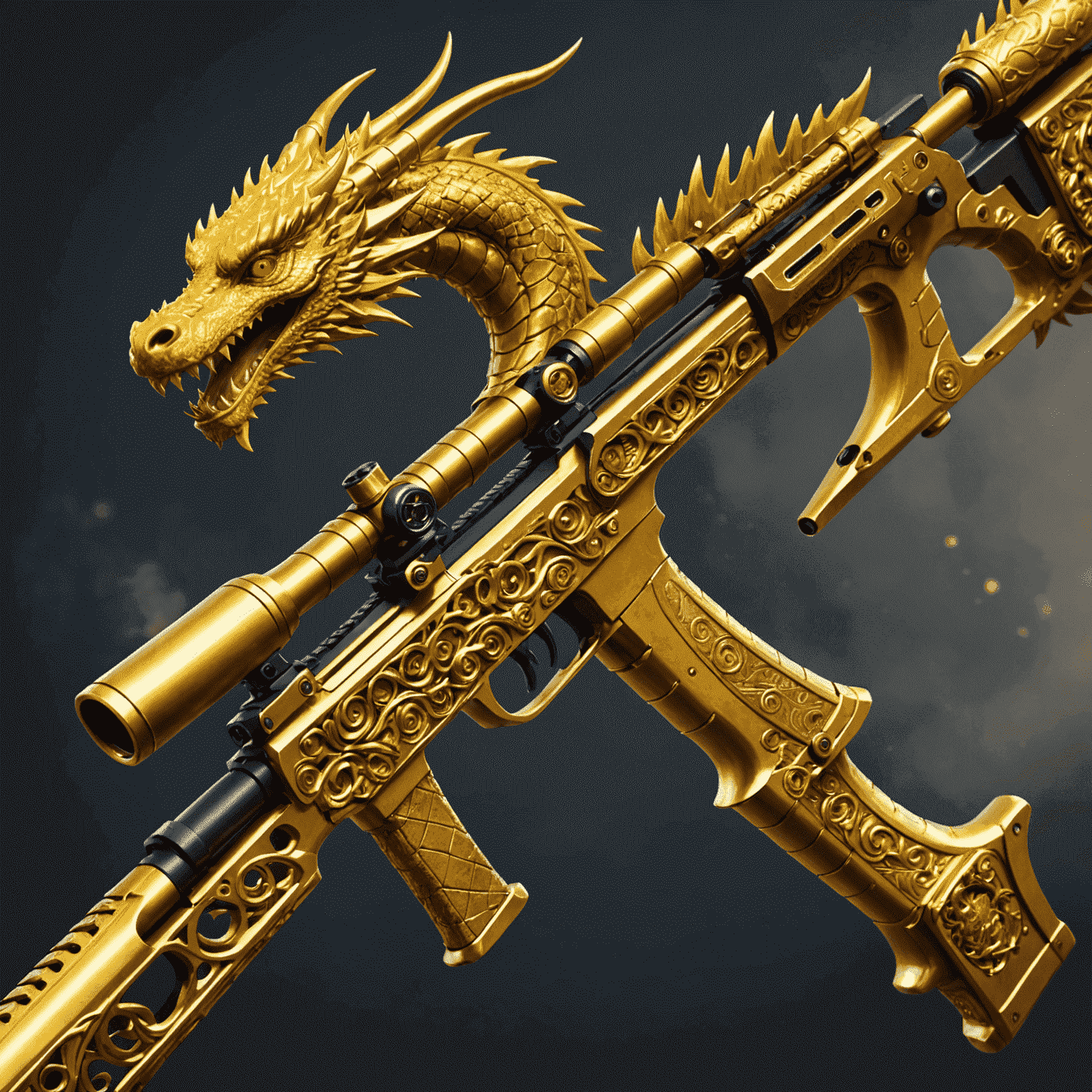 AWP Dragon Lore skin, displaying an intricate golden dragon design